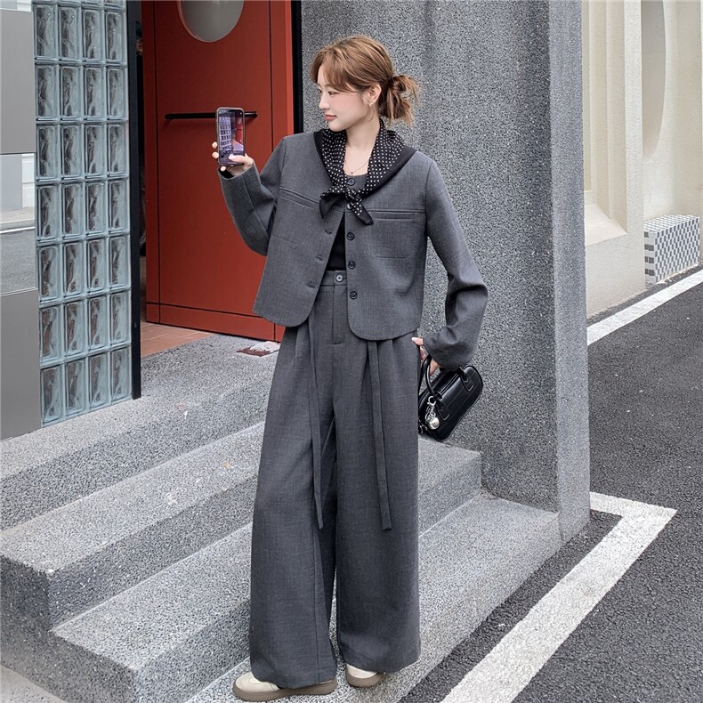 现货新款西装外套阔腿裤（送丝巾）三件套25092P175K258,女装套装/套裙,2D035