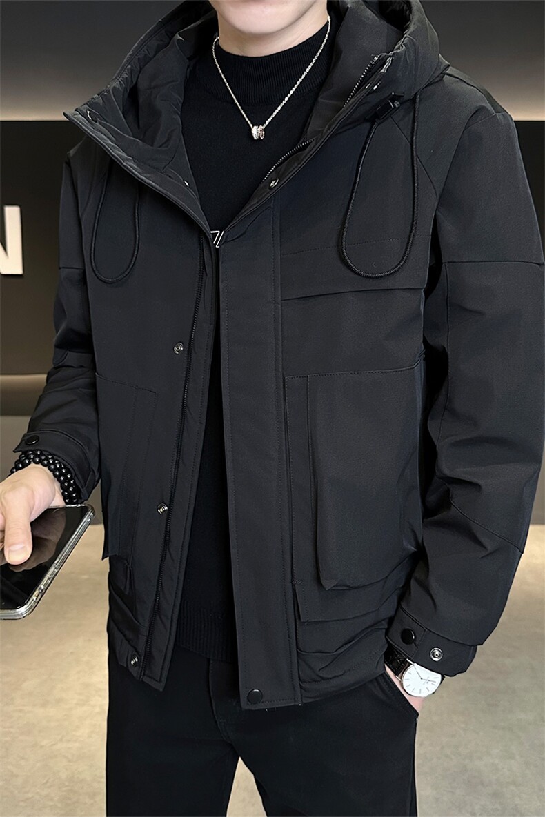 2025秋冬新款二棉加棉夹克连帽工装冲风衣男士外套棉服,男装风衣,星座414（原B263）