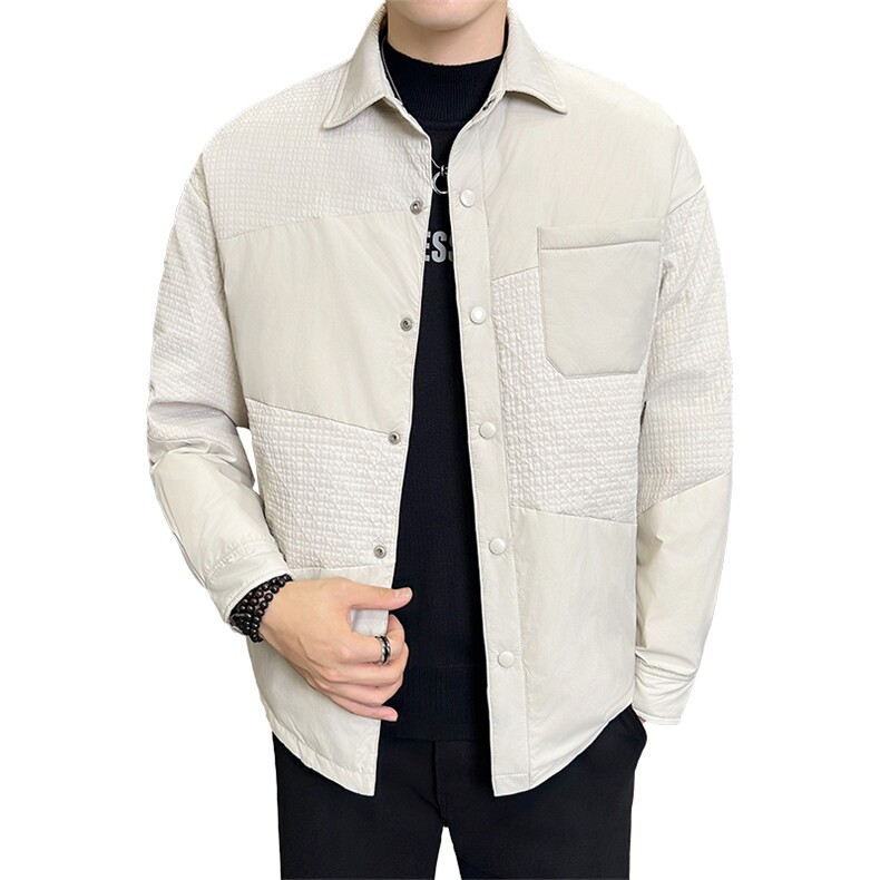 标90白鸭绒店主风冬季翻领拼接轻奢休闲羽绒服外套8811-P210,男装羽绒服,电商A413