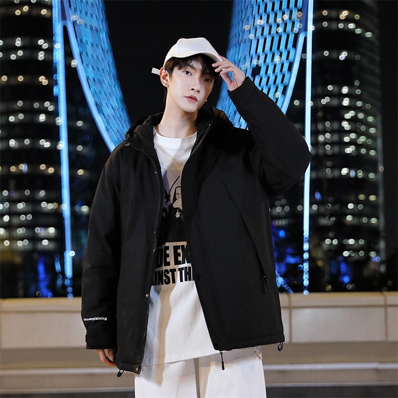 拼色冲锋衣韩版男士情侣光板连帽校服羽绒服白鸭绒外套,男装羽绒服,星座301D-5(原星座1415）