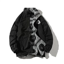 709-JK83-P10020秋款双面穿腰果花翻领夹克潮流嘻哈上衣男，男装夹克，星座709