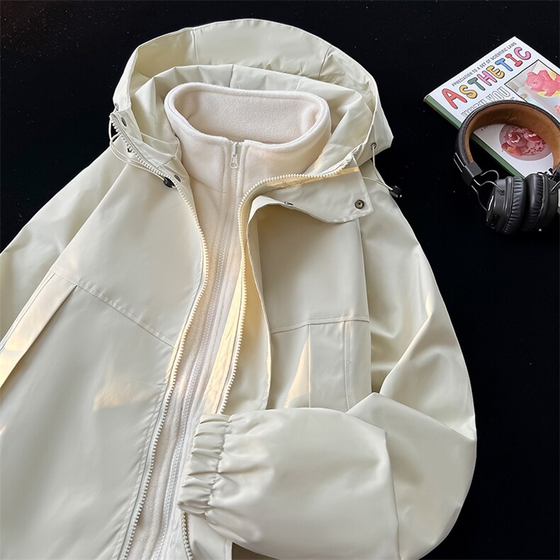 秋冬三合一立体纯色内胆加厚连帽宽松户外夹克冲锋衣K2588P95,男装夹克,电商A128