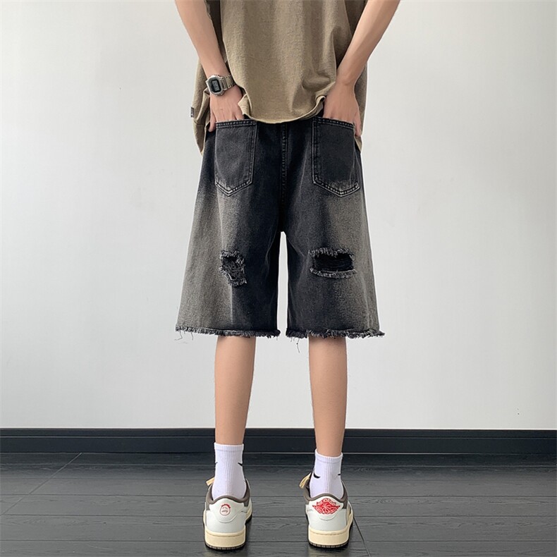 23夏季新款破洞牛仔短裤复古做旧水洗五分裤A316-1-K1129P50控68,男装牛仔裤,星座906（原电商a316-1）