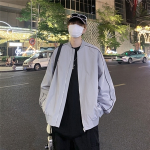 光板夹克二开    港风夜景秋装包条ins棒球服情侣外套 F605 TP55图片
