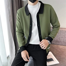 社会小伙秋冬针织开衫男翻领韩版修身夹克单排纽扣羊毛衣外套M123，男装针织衫/毛衣，星座1116A-2（原606A-1）