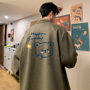 麂皮绒夹克男大码立领褂子外套JK85309-P68   加绒款-P78图片