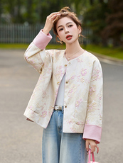 新中式国风提花刺绣短外套女2025春新款小香风独特漂亮高级感上衣，女装短外套，沁沁公主