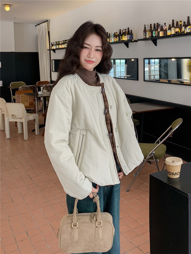 韩系小个子撞色拼接羽绒棉衣女2025冬季新款女装短款棉服棉袄外套,女装棉衣/棉服,天丽