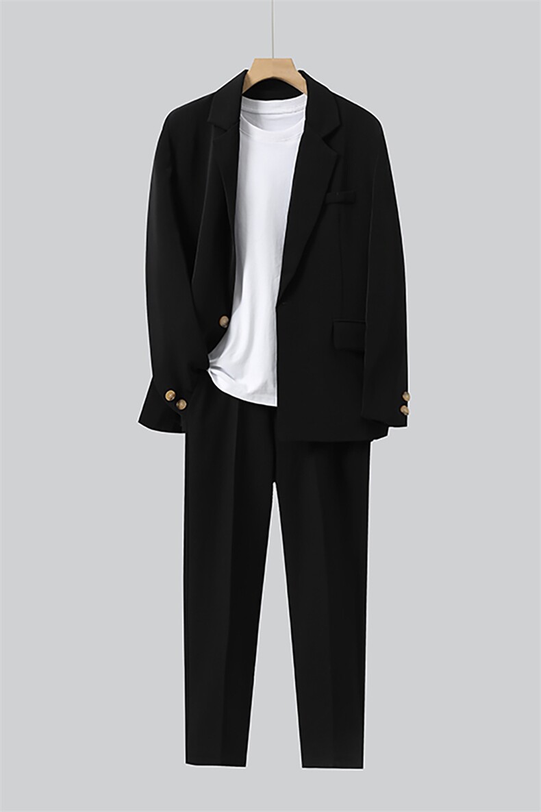 秋季新款男士休闲港风宽松西服套装衣服+裤子整套西装XZ810-P150,男装西服套装,星座505-3