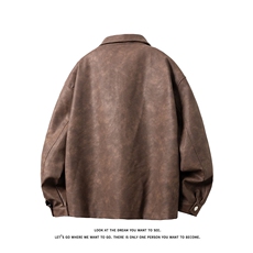 潮流宽松美式复古机车皮衣PU皮夹克外套P7810-P65【特价】，男装夹克，电商A007