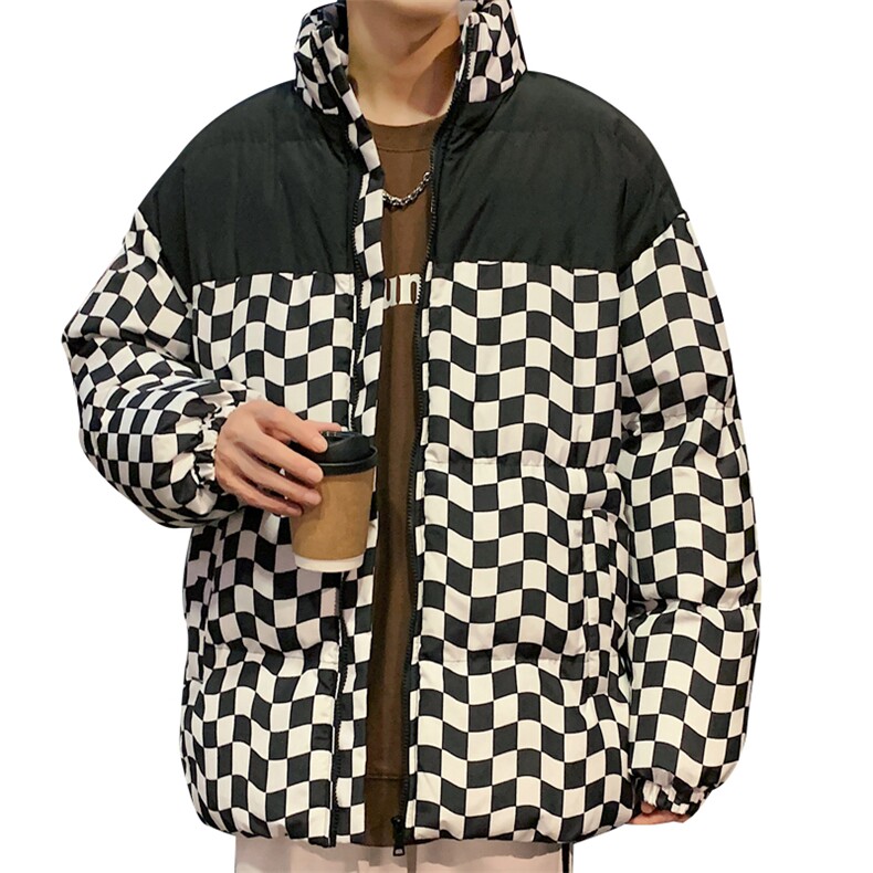 2024冬季情侣棋盘格棉衣男士潮牌加厚棉服外套M6680-P90,男装棉衣,星座815-2