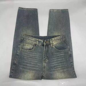 1506-1/KG6231/P50男士刺绣牛仔裤水洗字母复古直筒百搭休闲长裤图片