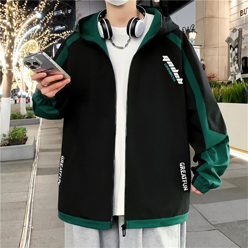 港风夹克男士宽松时尚休闲连帽夹克外套上衣XZ310B-JK102-P50,男装夹克,星座310B