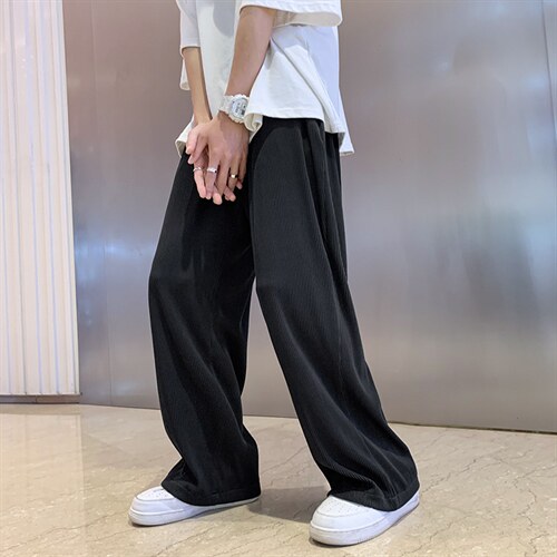 夏季新款男纯色直筒阔腿休闲裤薄潮流运动裤D201-DM155-P40图片