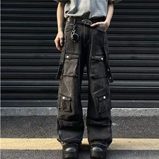 DB15-特P68春秋设计感扎染多口嗲牛仔裤宽松阔腿裤长裤-网图现货，男装牛仔裤，星座603-2