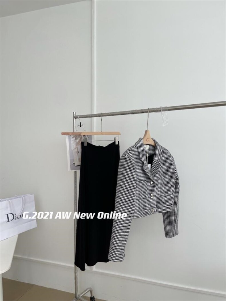 秋季新款千鸟格翻领小外套，其它，G