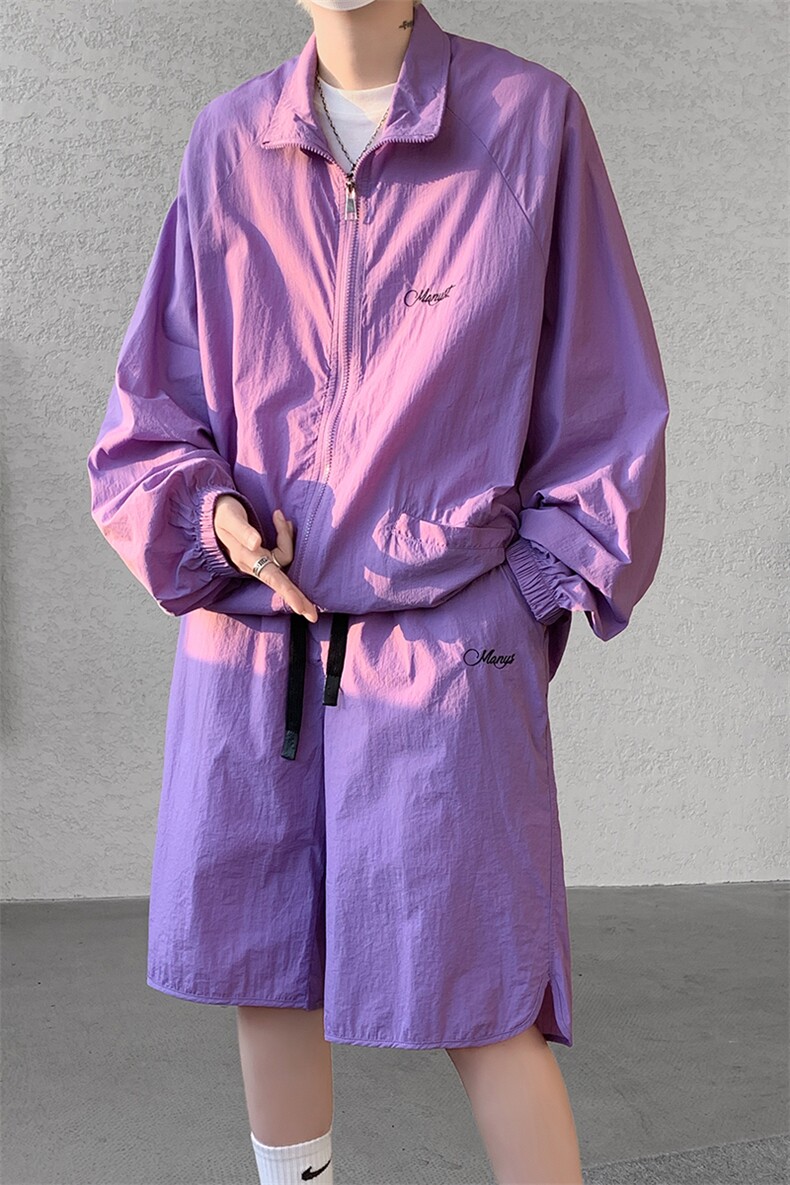 8XL-M特大码冰丝防晒服短裤套装男户外防晒衣运动外套潮TZ102P65,男装防晒衣,电商D206-1