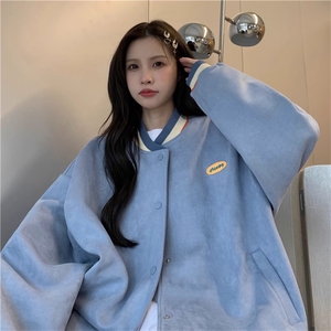 F2479-P55 麂皮绒多色可选 棒球服 24秋冬新款学院风潮外套图片