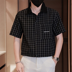 大货格子短袖衬衫男夏季2025新款痞帅高级感衬衣C317-C802-P50，男装衬衫，电商C317