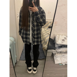 【有货】cleanfit藏青色格子衬衫长袖美式复古衬衣V3211LL-P38