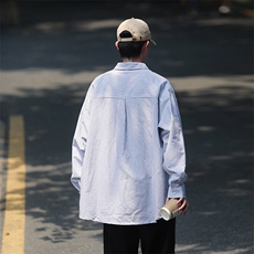 现货春款条纹大码长袖衬衣宽松长袖衬衫A017C2P50，男装衬衫，电商A017