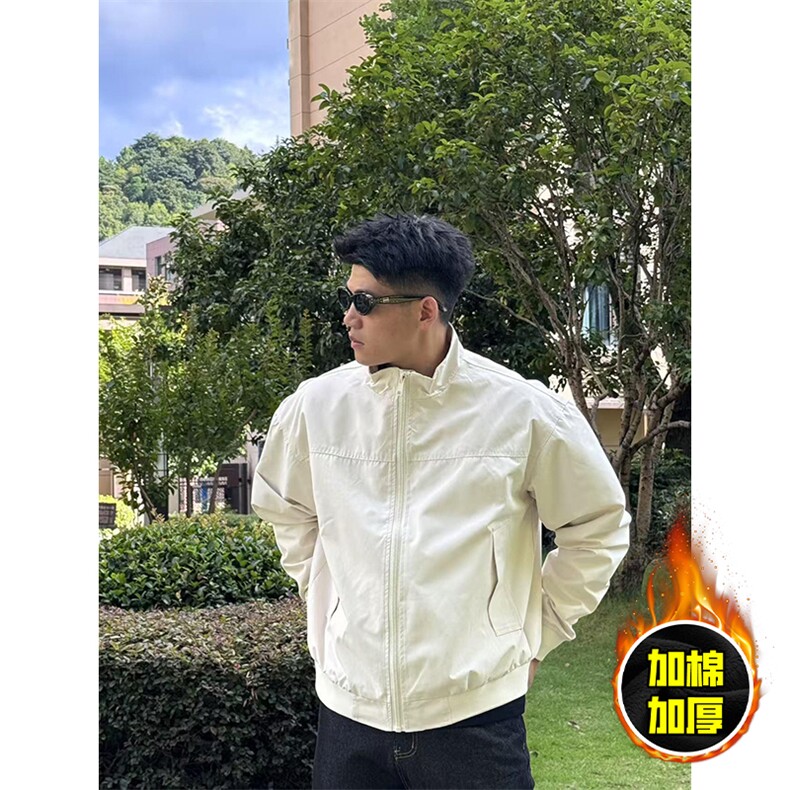 现货秋冬季美拉德立领飞行立领夹克boxy廓形棉衣高街加厚加棉外套，男装夹克，电商A443