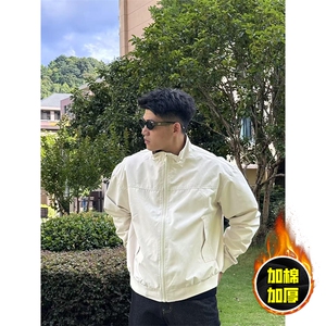 现货秋冬季美拉德立领飞行立领夹克boxy廓形棉衣高街加厚加棉外套,男装夹克,电商A443