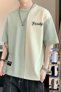 冰氧仿棉短袖店主风夏季休闲百搭撞色拼接男上衣TC3155-P23控48图片