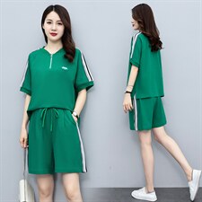 时尚短袖短裤女夏2024新款韩版宽松显瘦休闲运动服跑步，女装运动套装，凯瑟曼