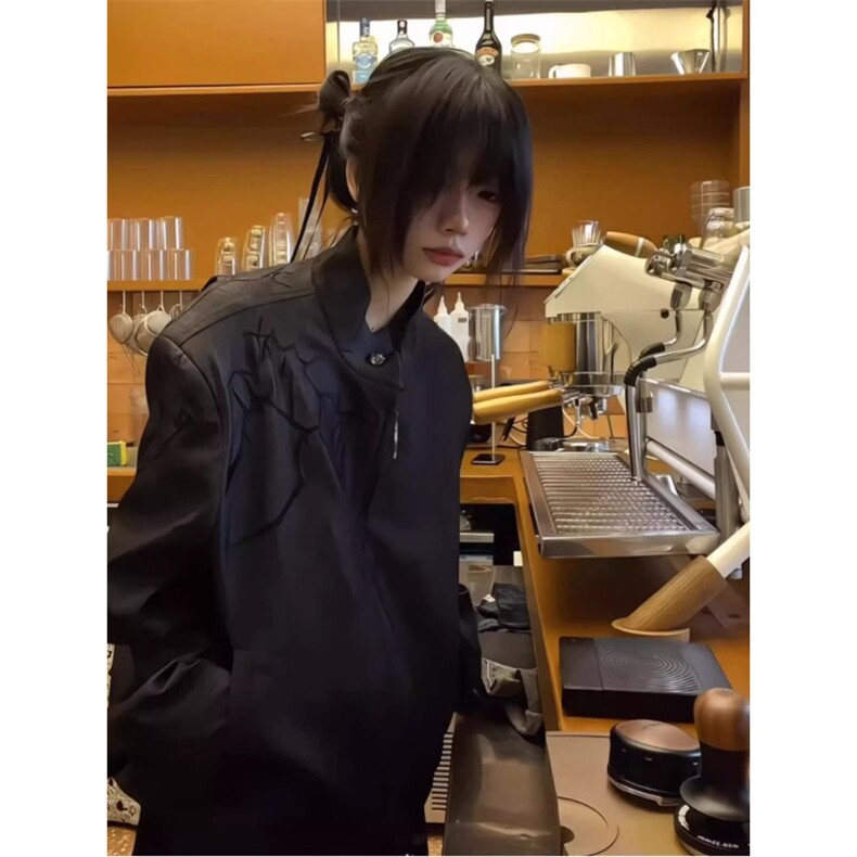 美式复古荆棘立体绣夹克男款秋冬季潮牌cleanfit宽松立领工装外套,男装夹克,星座1210-1
