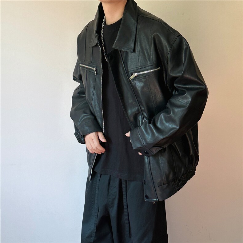 现货-水洗质感复古皮外套男pu机车服潮牌痞帅夹克-AP23106-P115,男装夹克,电商A351