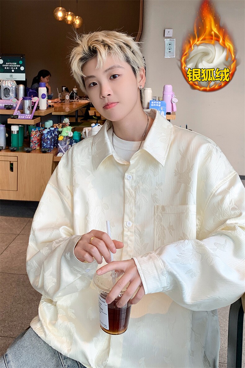 薄款改加绒特批P45无差价冬新中式加绒加厚休闲衬衫男C2540J加绒,男装衬衫,电商A001-1