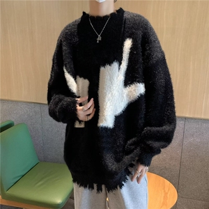 美式水貂绒毛衣圆领毛衣男慵懒风休闲针织衫 MY89 P58图片