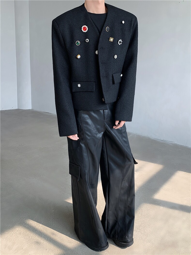现货！25宝石重工系列手工轻奢钉珠短款西服夹克外套JK89-P178,男装夹克,电商B288