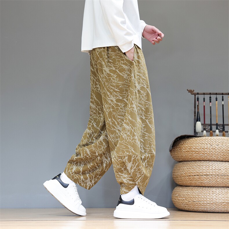 秋冬休闲裤男风印花宽松阔腿萝卜裤子潮流大码哈伦裤AK42P50,男装休闲裤,星座220-2