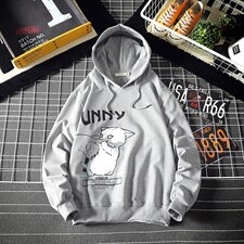 2021秋季新日系大码猫咪印花休闲连帽套头卫衣男W635-P50，男装卫衣，电商A001