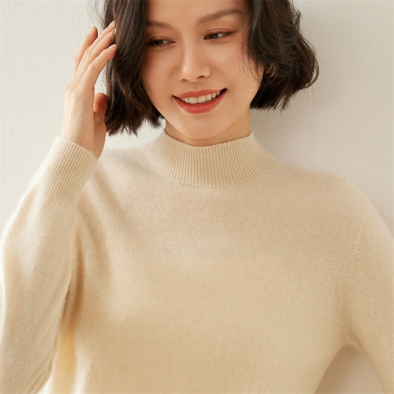 反季清仓断码羊绒半高领羊毛衫女长袖套头毛衣百搭针织衫打底衫,女装羊毛衫,蚂蚁派对工厂直营店