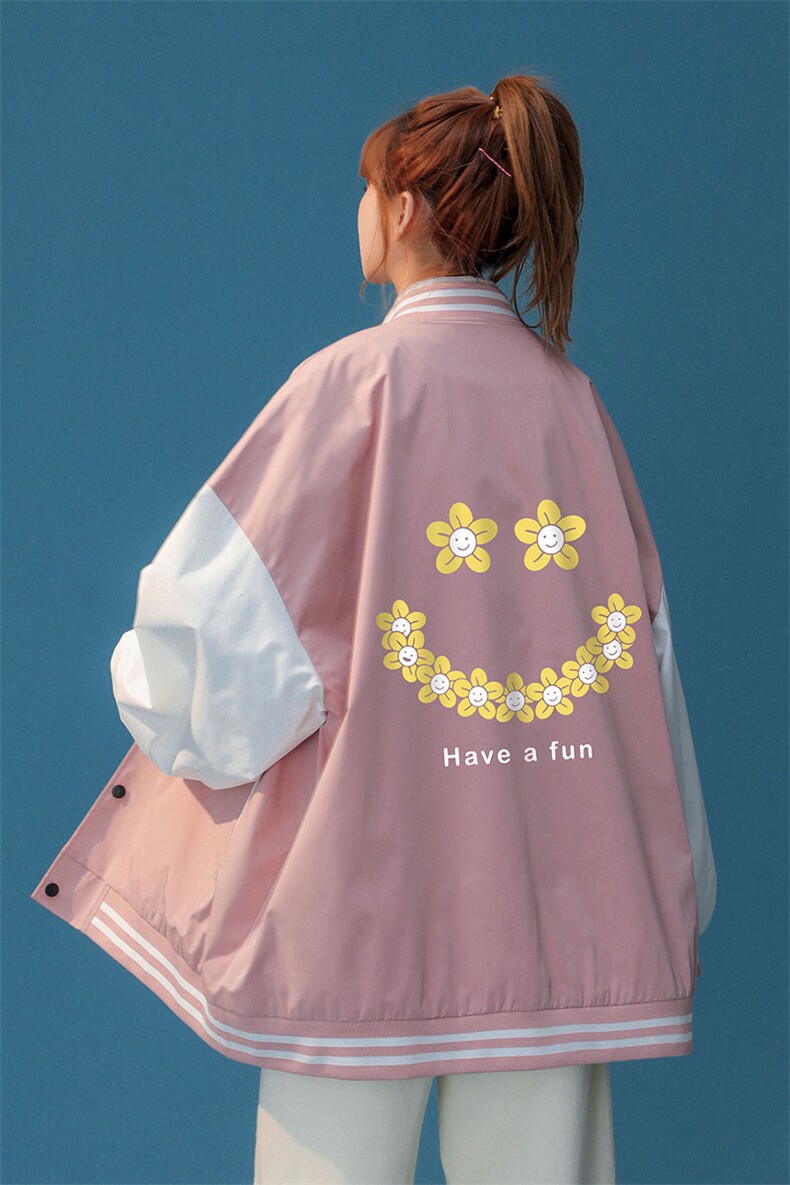 中性风2023秋季新款小花图案印花棒球服夹克G8022p65控88,男装夹克,A247A