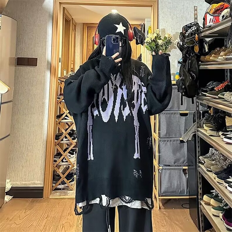 美式复古毛衣外套男ins潮高街宽松休闲情侣鹿皮绒针织衫MY540-P48,男装针织衫/毛衣,星座1008