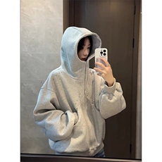 抖音得物高品质二开26春装美式高街铆钉拼接纯色开衫卫衣外套W122，女装短外套，电商A486