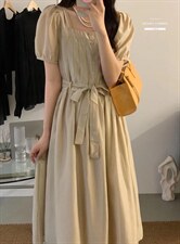 法式泡泡袖连衣裙夏季设计感众温柔高级感初恋裙子，女装连衣裙，香丽迪1