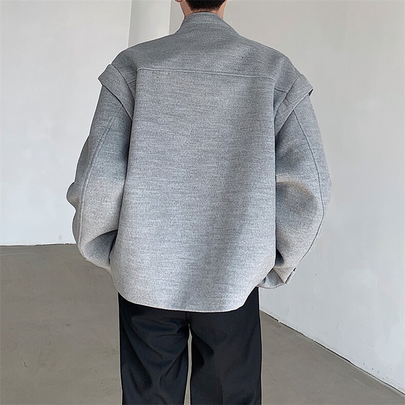 斜门襟毛呢夹克cleanfit冬季韩版高级感廓形宽松外套男WT68-P135,男装夹克,星座512-1（原513-3）