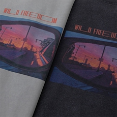 PL1256300克重磅洗水后视镜印花T恤，男装T恤，电商基地S002