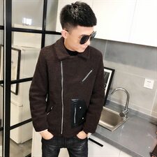 1羊羔毛棉服社会小伙加厚男棉衣斜拉车外套C301B-YG01，男装棉衣，电商C301B