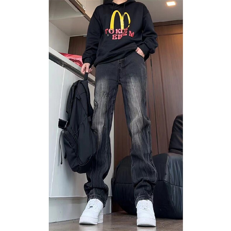 秋季美式高街hiphop重工业水洗工装牛仔裤货号K691P60,男装牛仔裤,电商A063