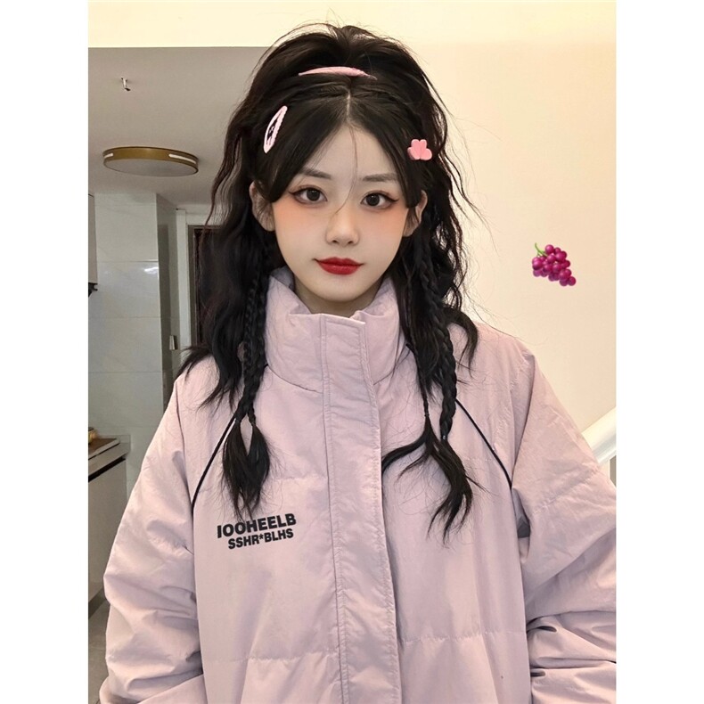 奶fufu冬季字母印花立领面包服棉衣外套女宽松加厚学院风情侣棉服,女装棉衣/棉服,星座1210-1