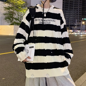 潮男女情侣毛衣秋季慵懒线衣撞色针织衫美式上衣MY03-P45图片