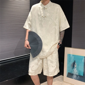 量大优 供视频 新风 龙凤提花冰丝短袖短裤套装男 TZ2406-特P60图片