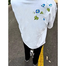 网图有货夏季全幅缠绕花卉刺绣短袖T恤男女情侣宽松上衣A556-P35，男装T恤，星座1505
