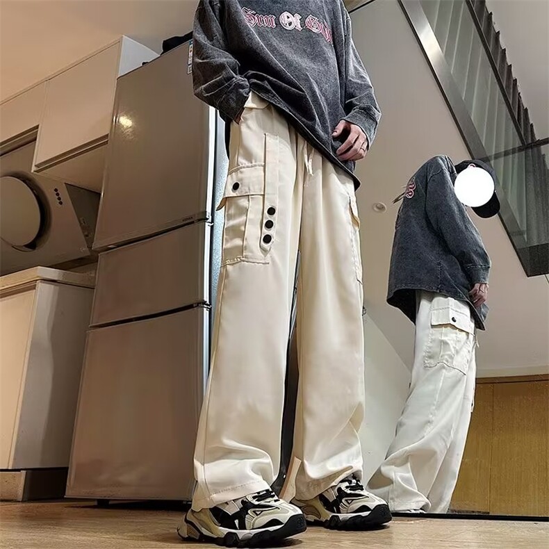 美式街头嘻哈涂鸦运动裤男夏季薄款百搭宽松休闲裤爵士街舞裤子图片